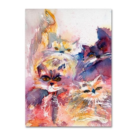 TRADEMARK FINE ART Wyanne 'Four Kitties' Canvas Art, 14x19 ALI8250-C1419GG
